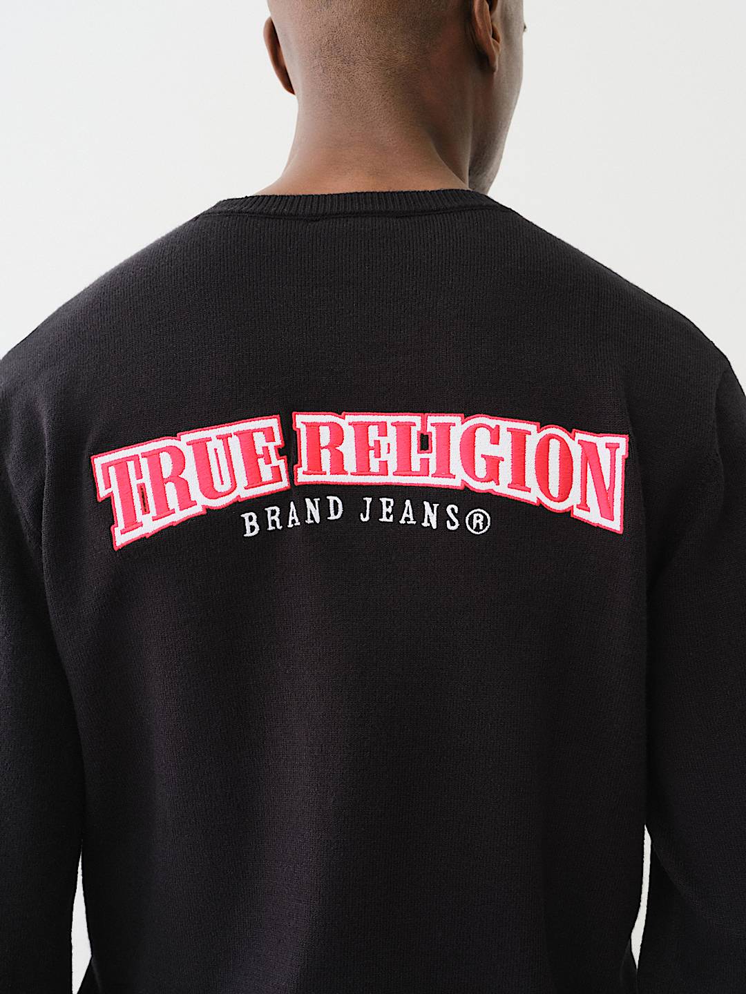 True Religion Pink Box Logo Crewneck — Black