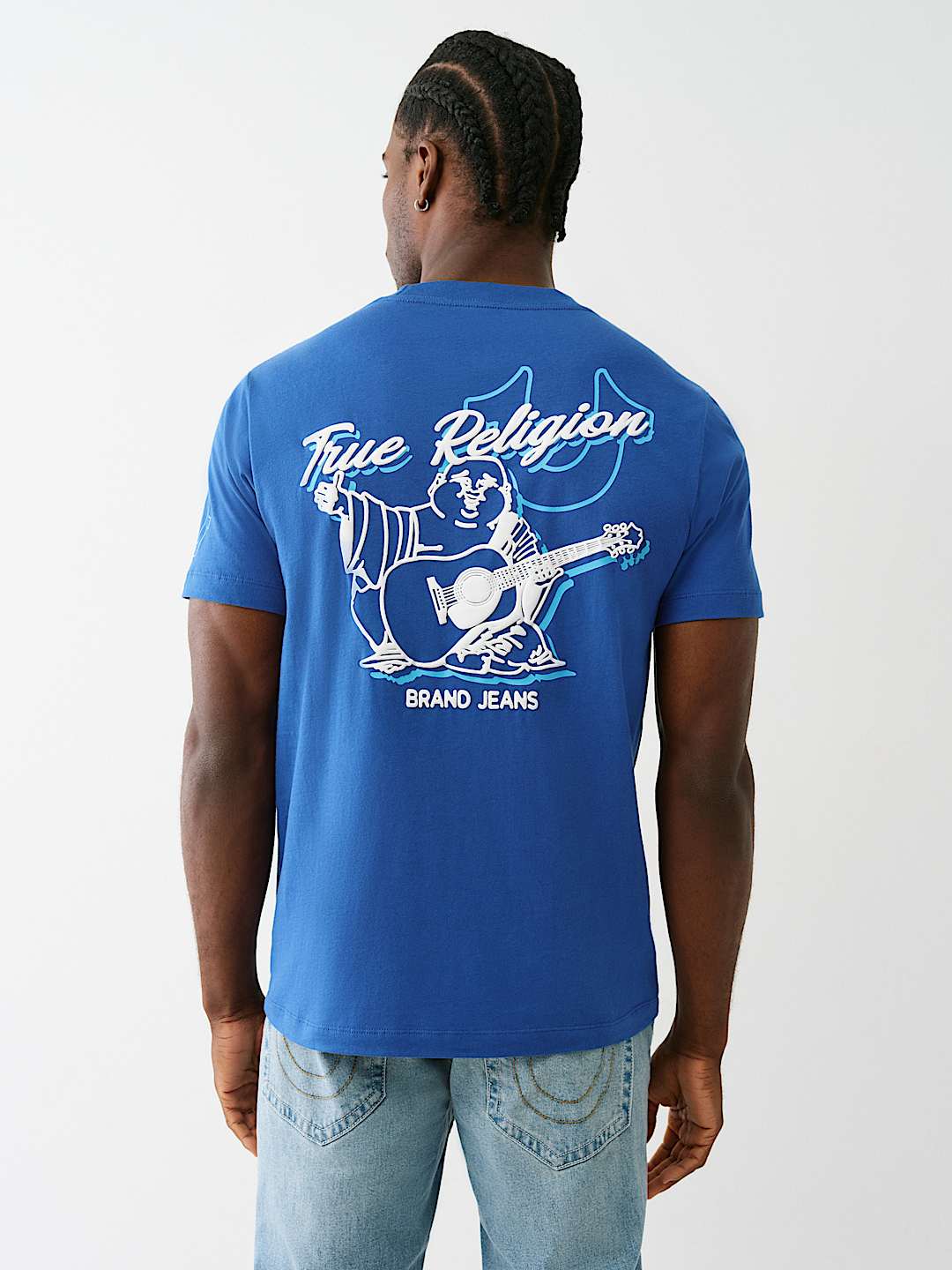 True Religion Buddha Graphic Tee — Blue