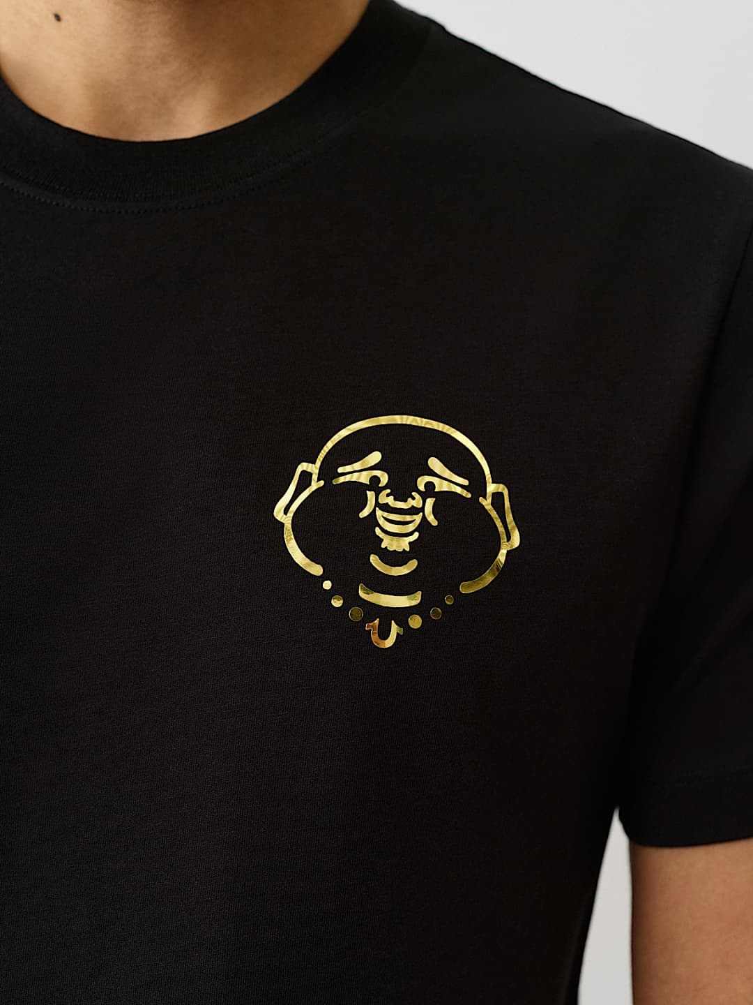 True Religion Gold Buddha Circle Tee — Black