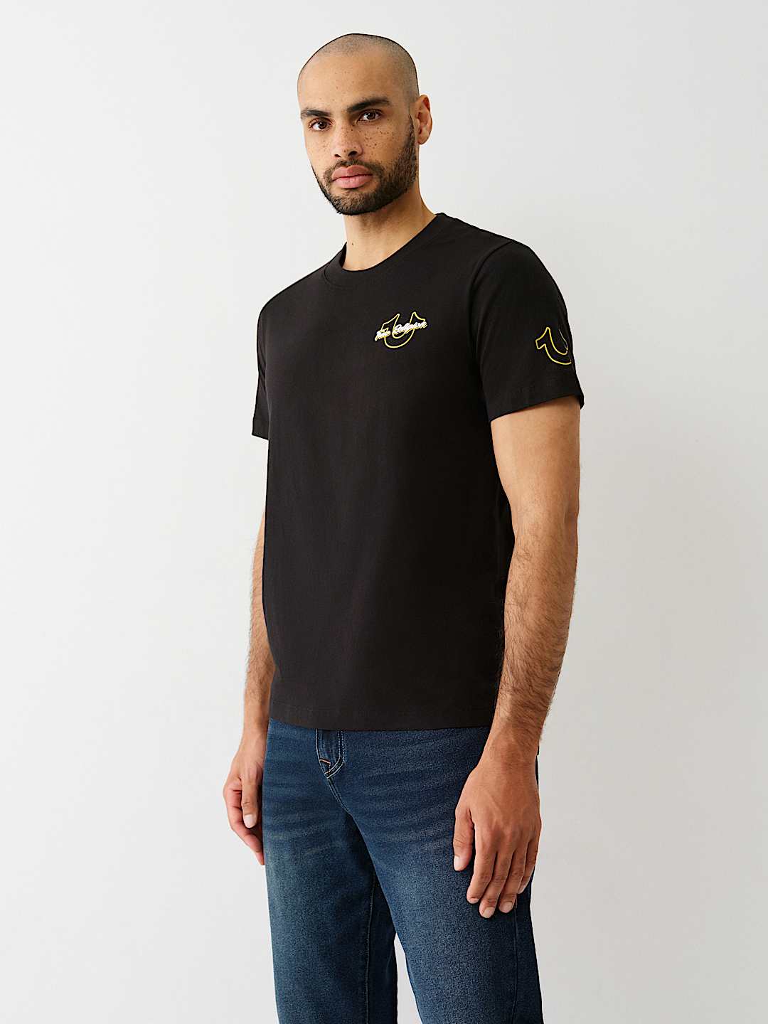 True Religion Buddha Graphic Tee — Black/Yellow