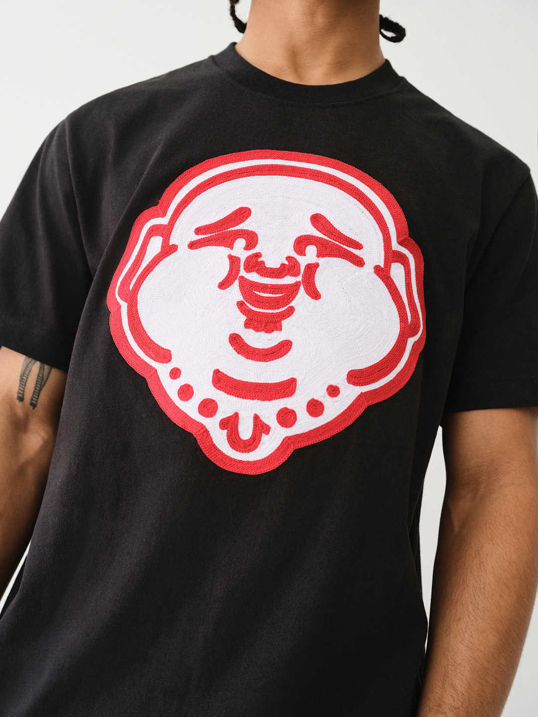 True Religion Red Circle Logo Tee — Black