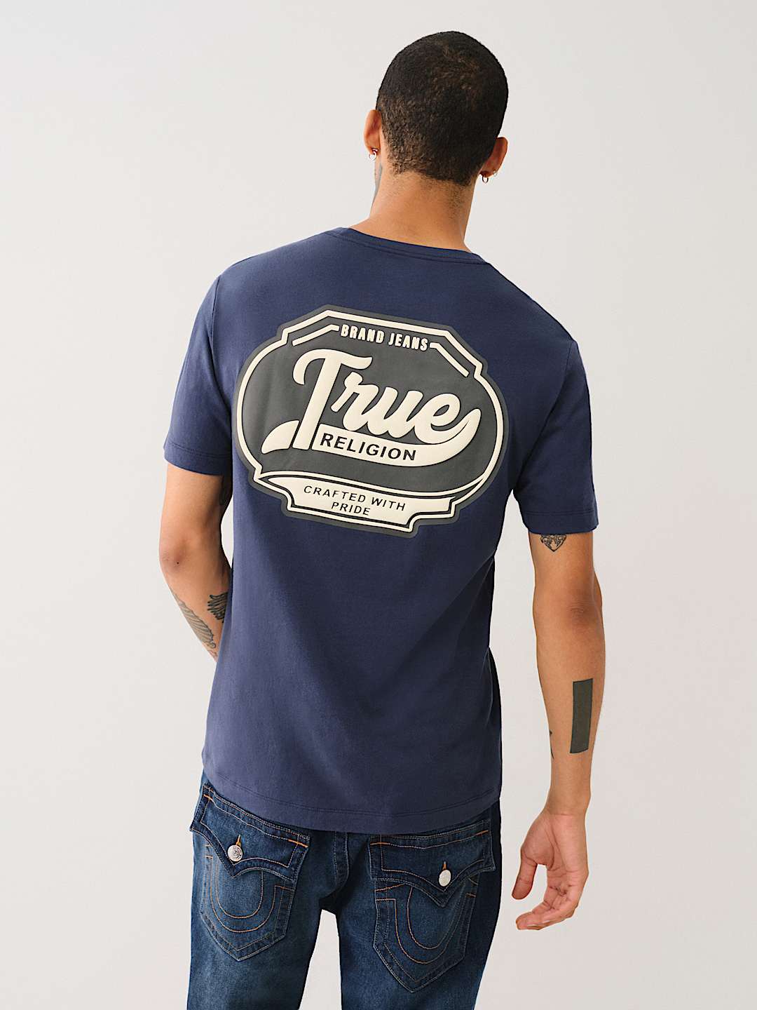 True Religion Badge Logo Tee — Navy