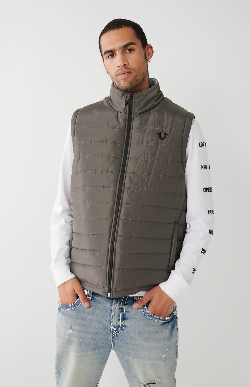 True Religion Puffer Vest — Grey