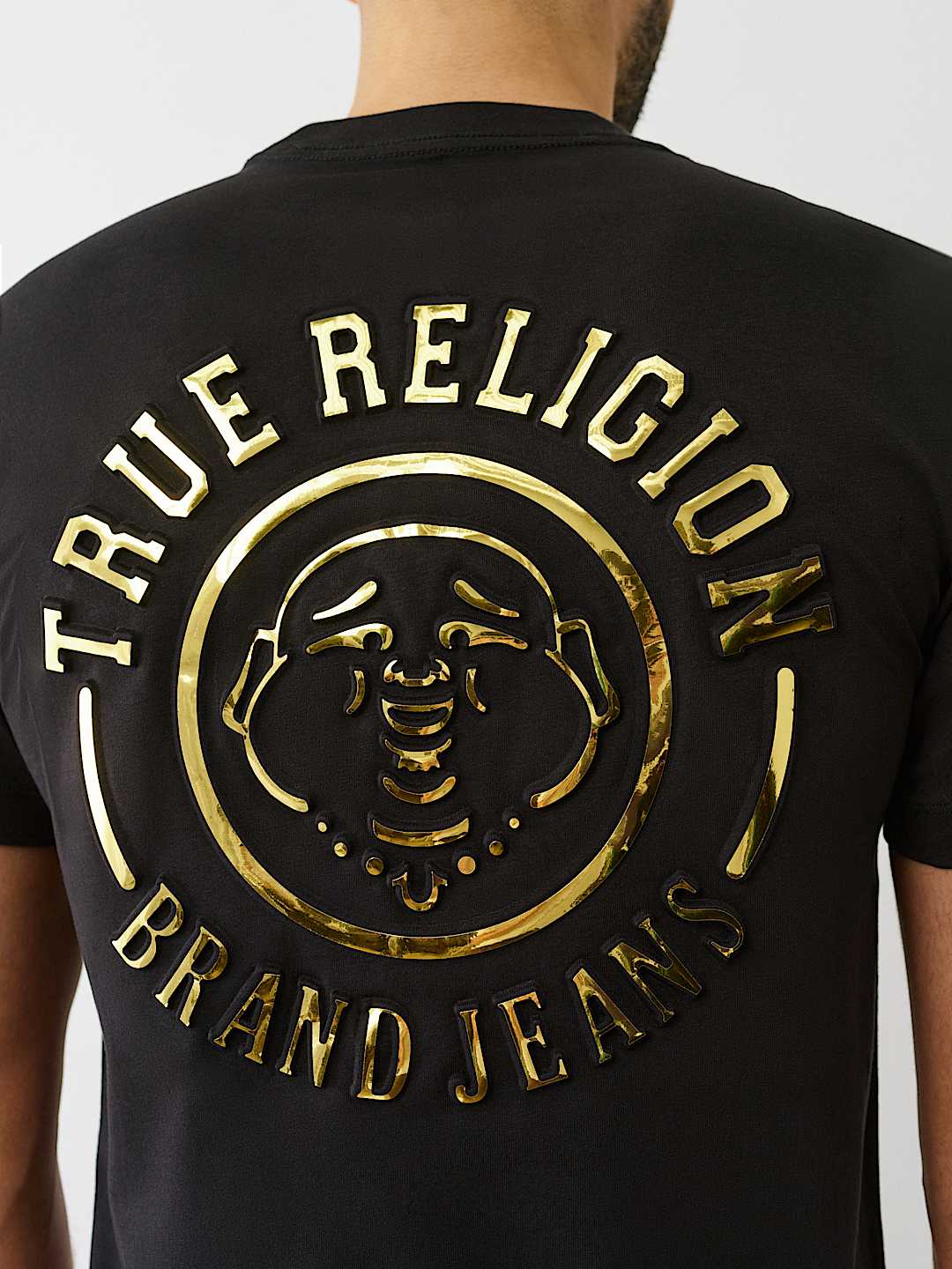 True Religion Gold Buddha Circle Tee — Black
