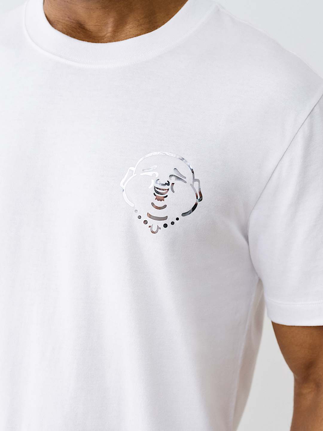 True Religion Silver Buddha Circle Tee — White