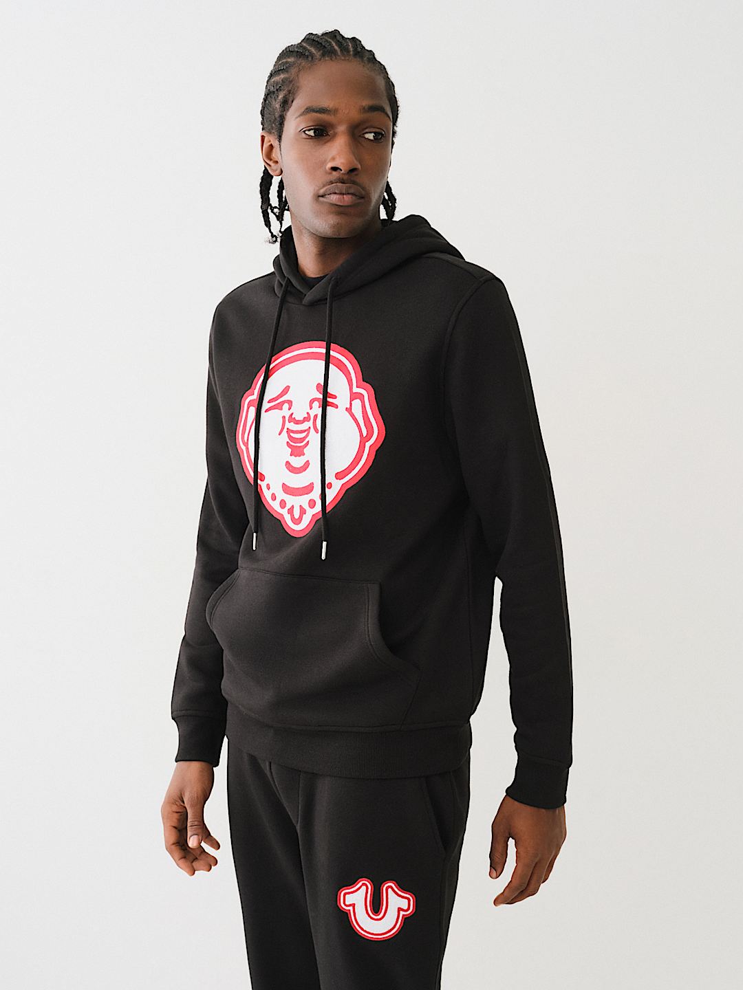 True Religion Buddha Face Hoodie — Black