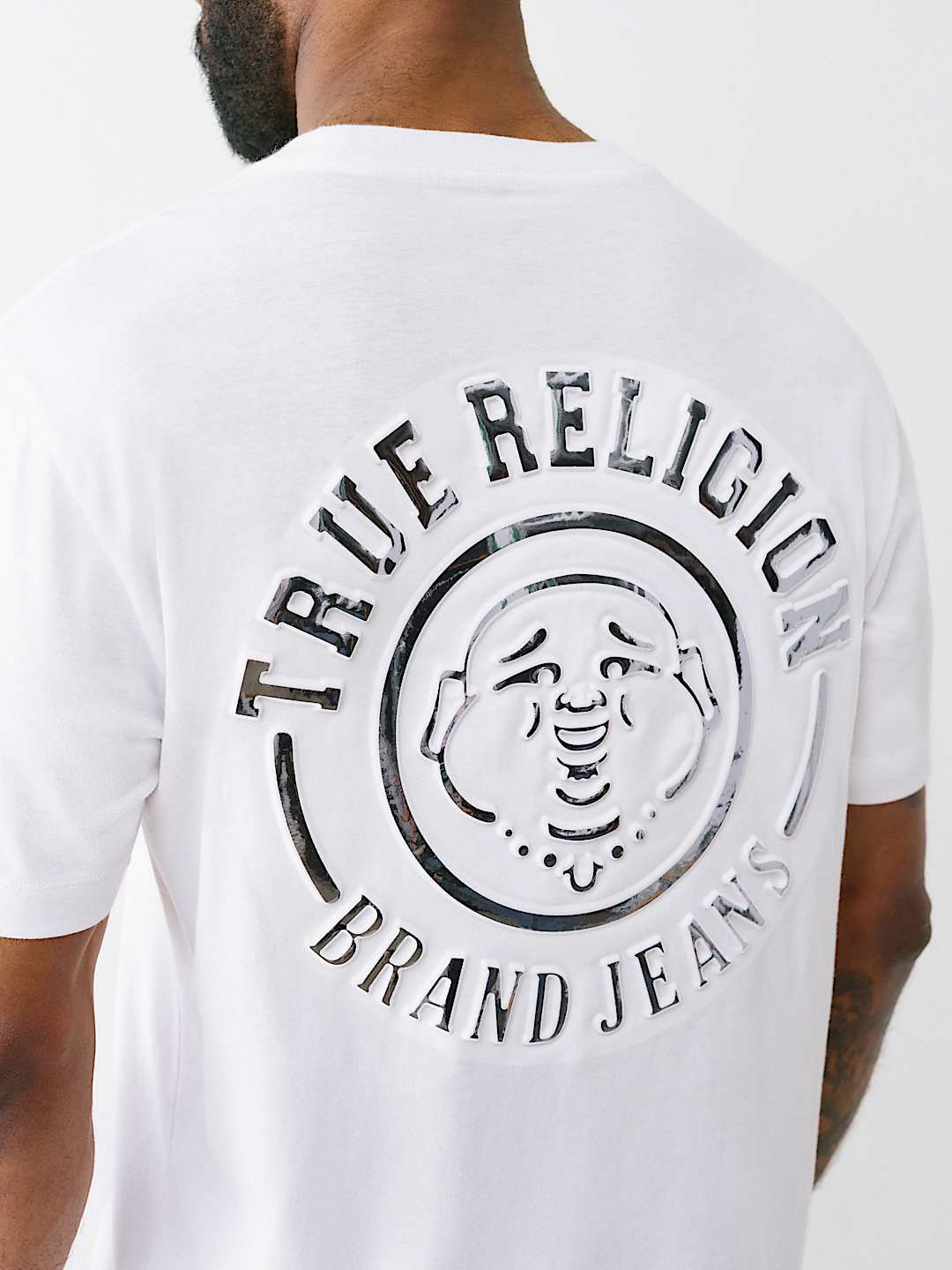 True Religion Silver Buddha Circle Tee — White