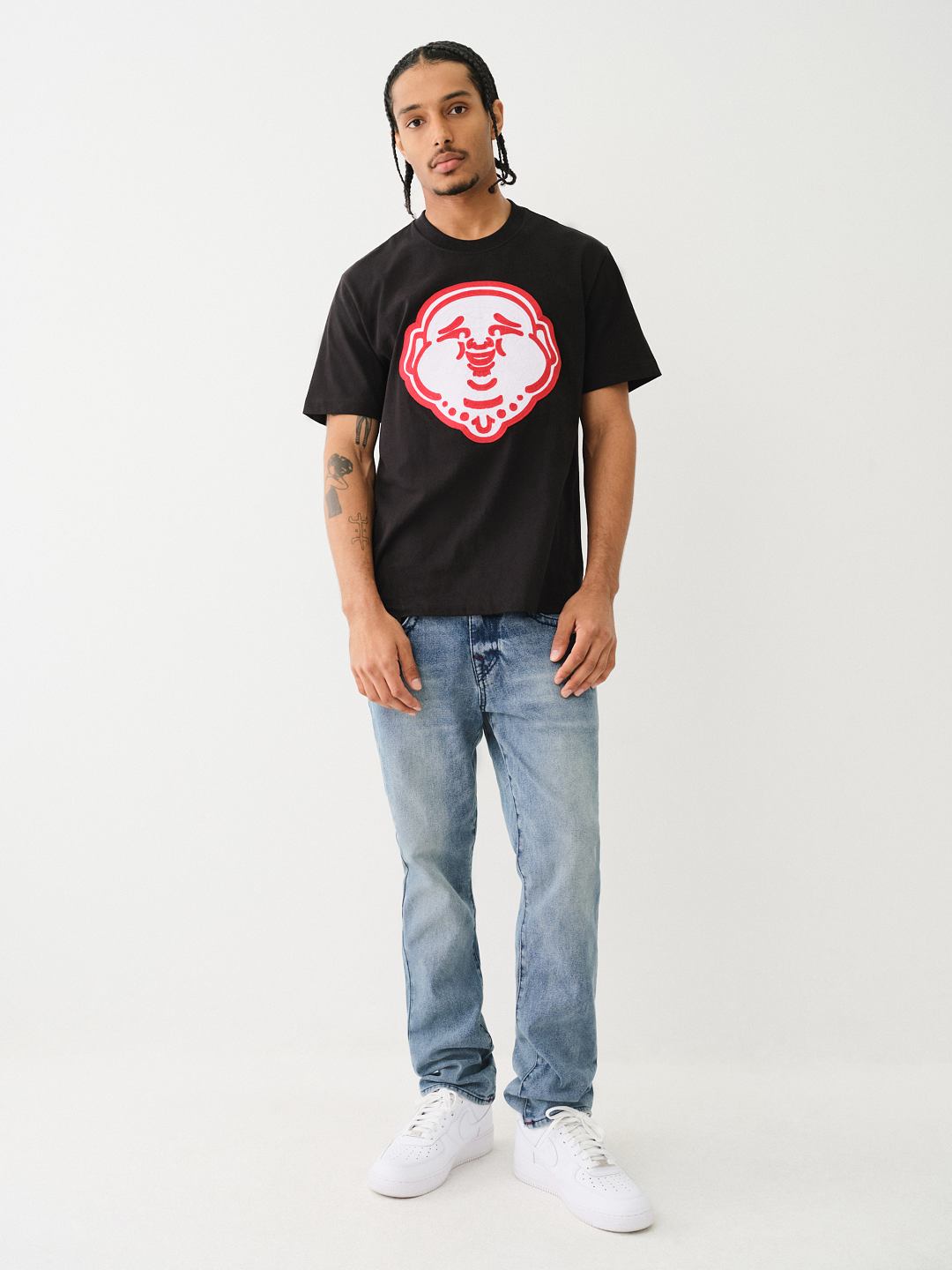 True Religion Red Circle Logo Tee — Black