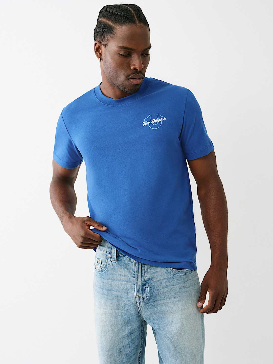 True Religion Buddha Graphic Tee — Blue